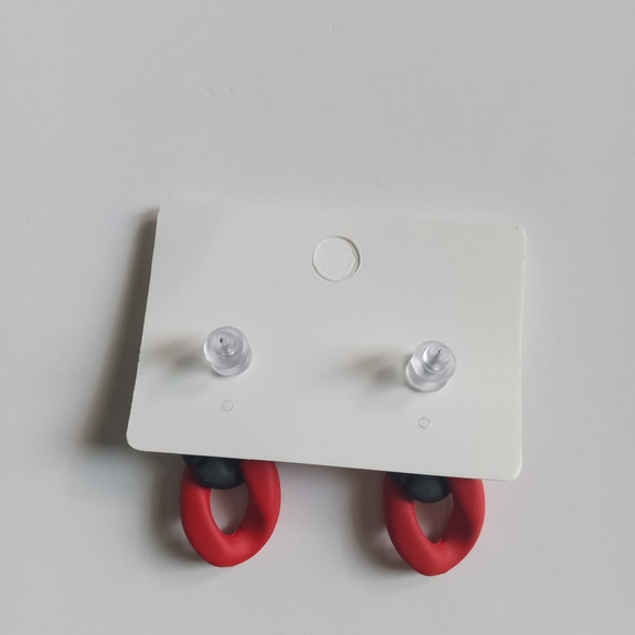 Fashion Jewelry Black And Red Chain Earrings - Picture 5 of 5